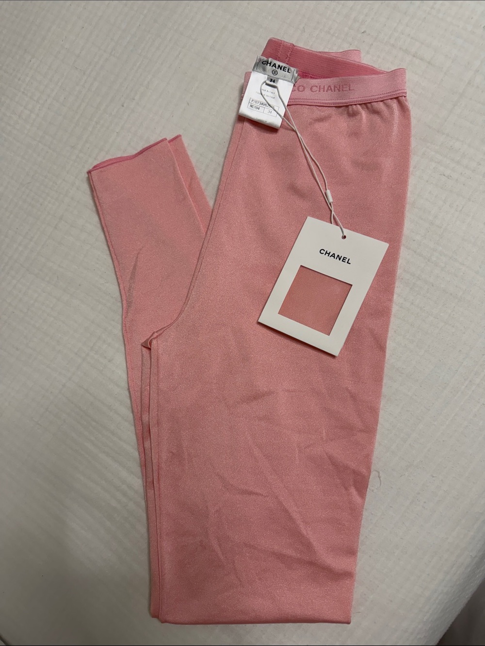 CHANEL WOMENS Blush Pink Leggings
